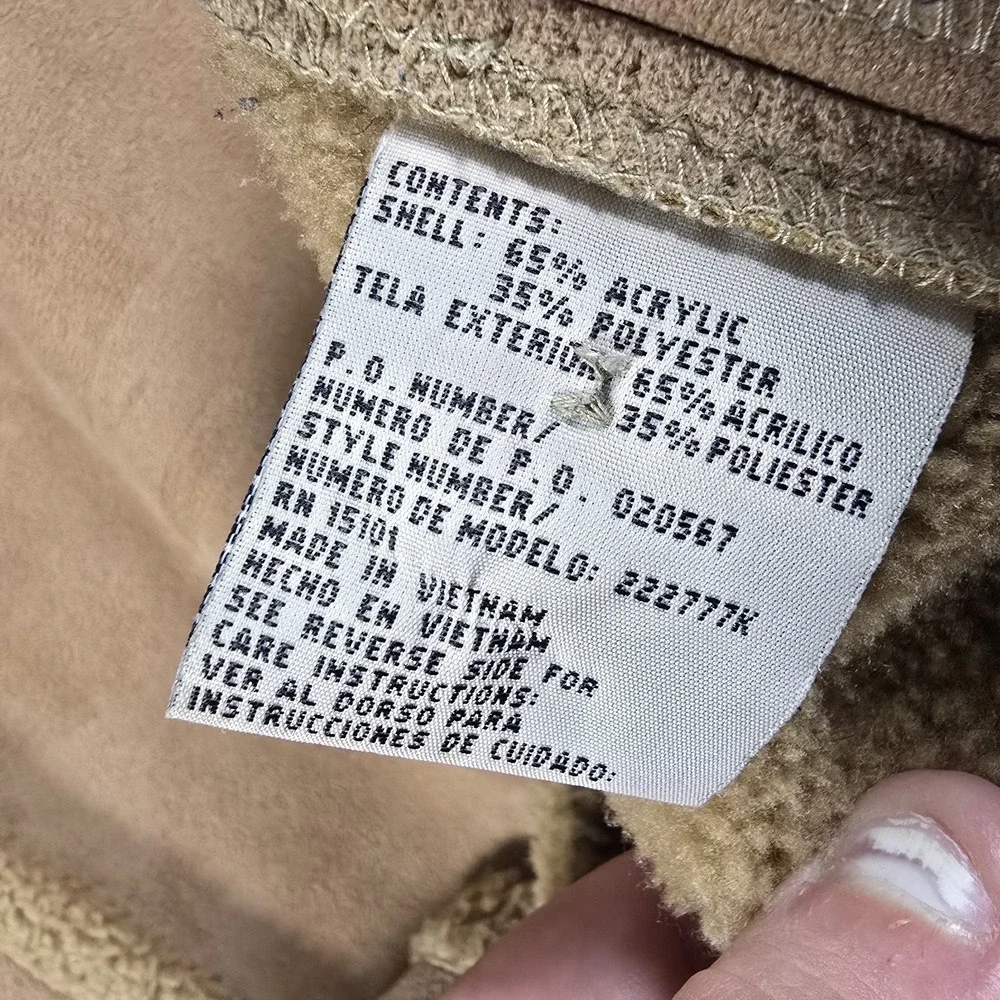Mulberry Street Womens XL Faux Suede Sherpa Coat Tan Button Front Jacket - Picture 3 of 10